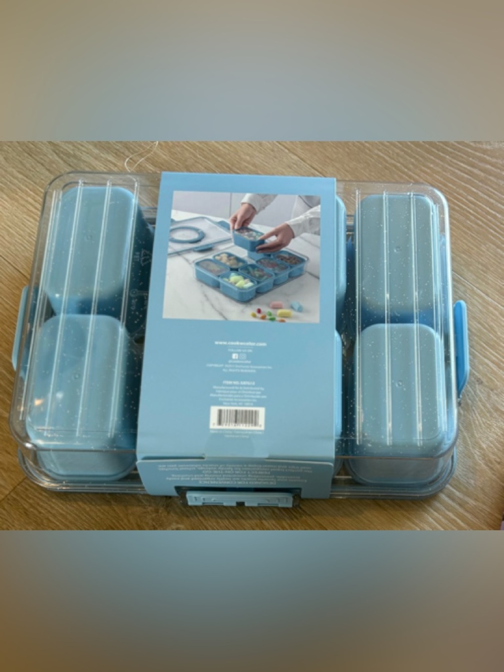 2- CWC COOK WITH COLOR BLUE & GREEN Snack Box Set - 8 Compartments Storage NEW - Picture 3 of 5